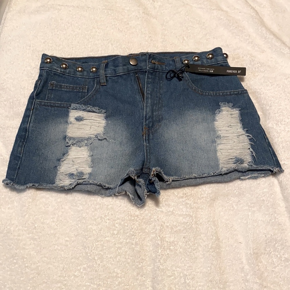 Forever 21 high rise blue jean shorts